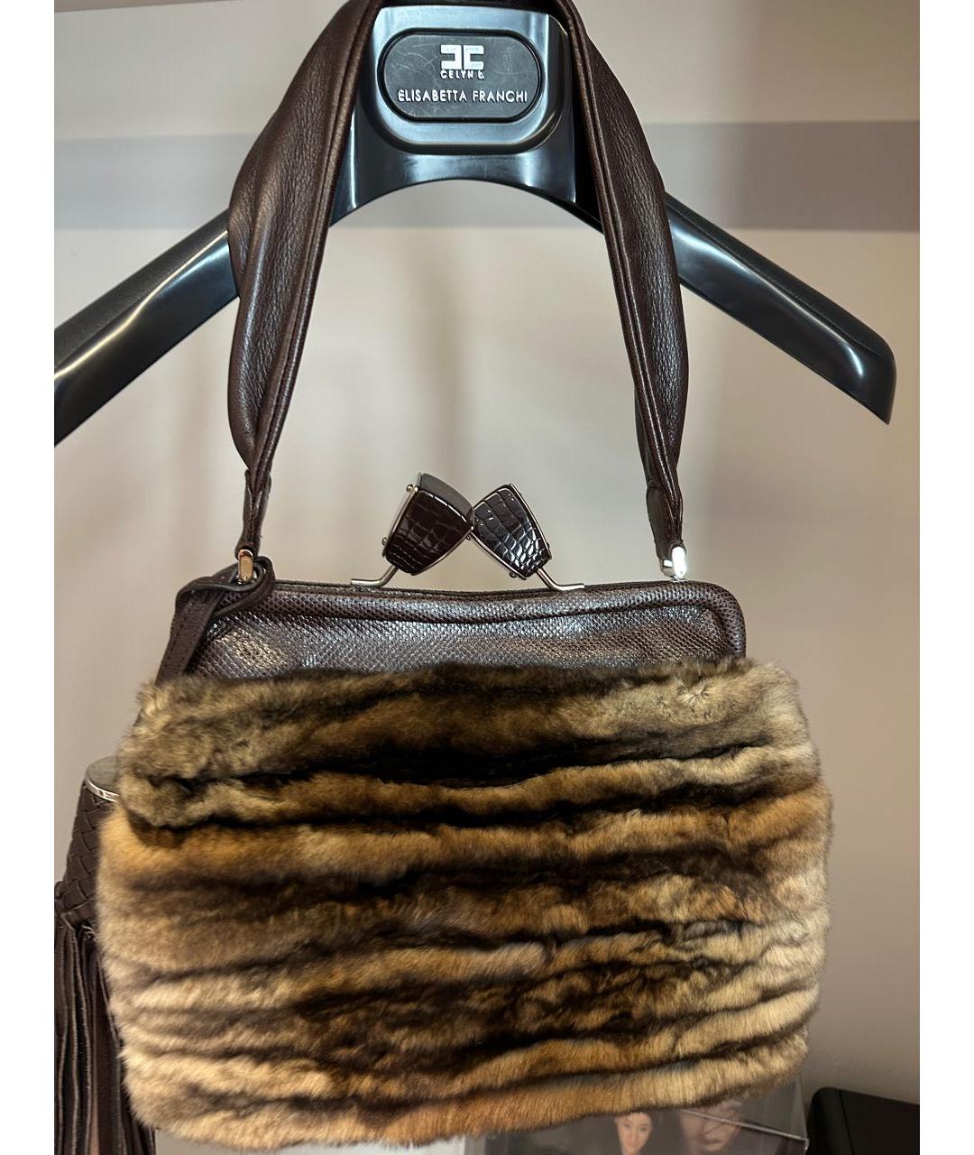 FERRAGAMO Коричневая меховая сумка через плечо, фото 2