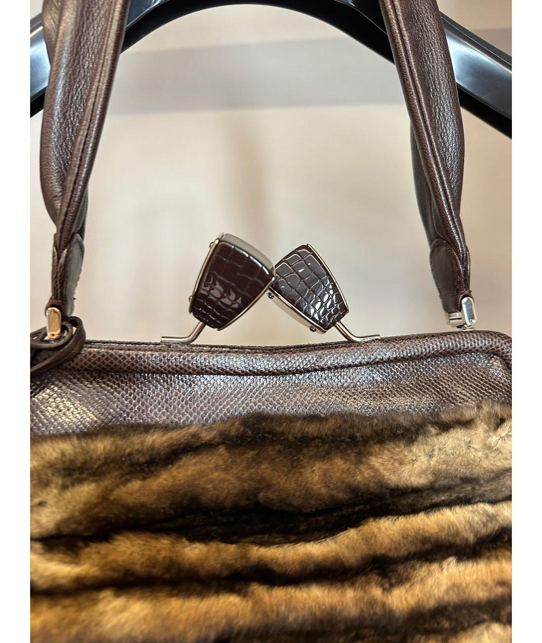 FERRAGAMO Коричневая меховая сумка через плечо, фото 3