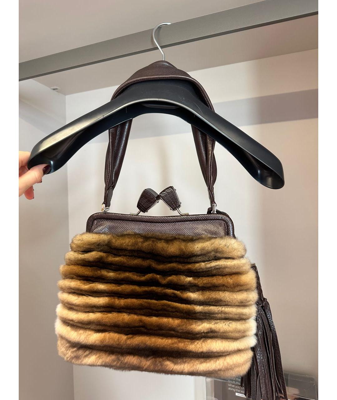 FERRAGAMO Коричневая меховая сумка через плечо, фото 4