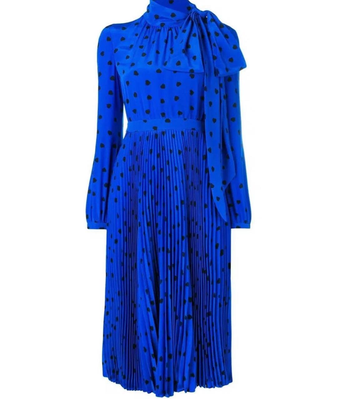 VALENTINO Синее шелковое коктейльное платье, фото 1