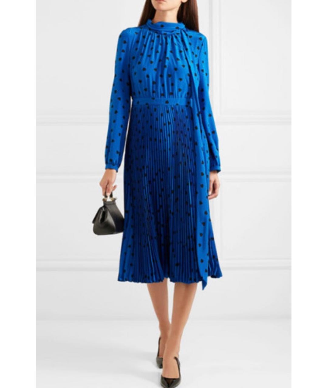 VALENTINO Синее шелковое коктейльное платье, фото 2