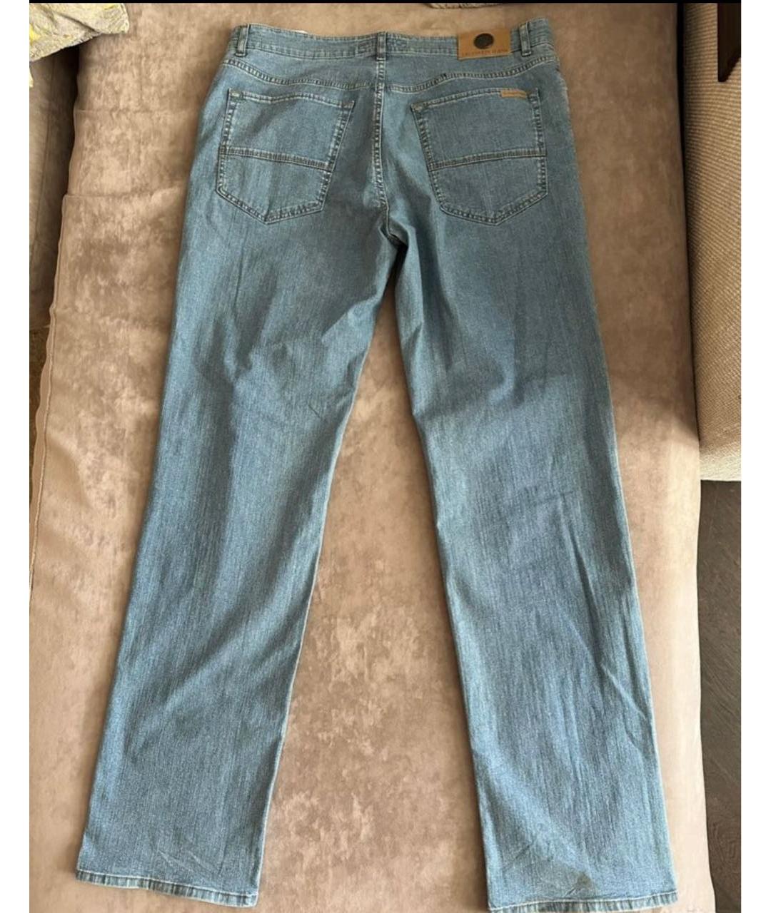 TRUSSARDI JEANS Голубые хлопко-эластановые прямые джинсы, фото 2