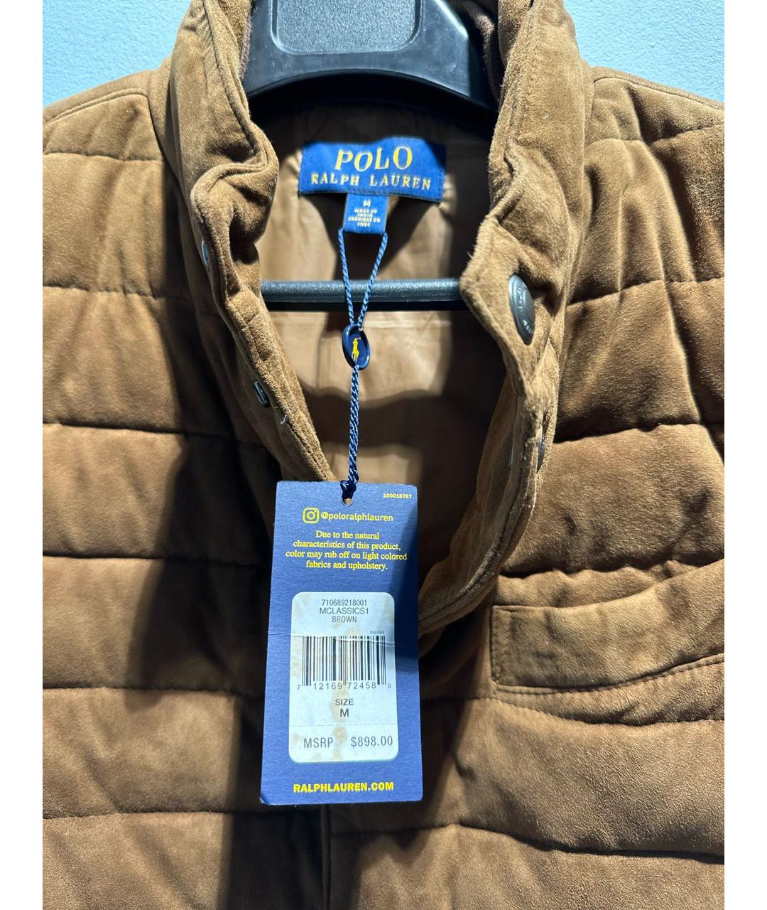 POLO RALPH LAUREN Коричневый замшевый жилет, фото 3