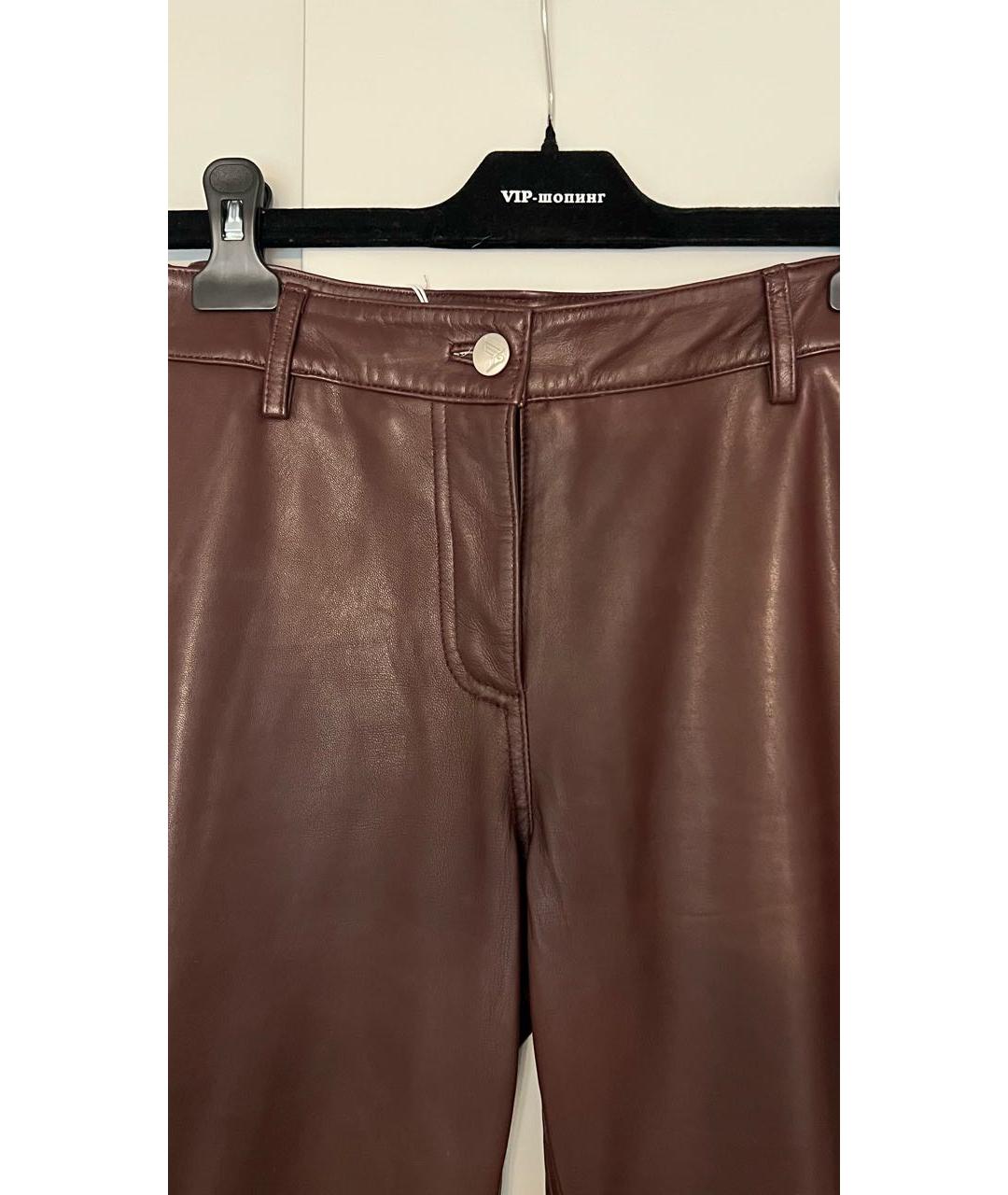 REMAIN Бордовые кожаные прямые брюки, фото 4