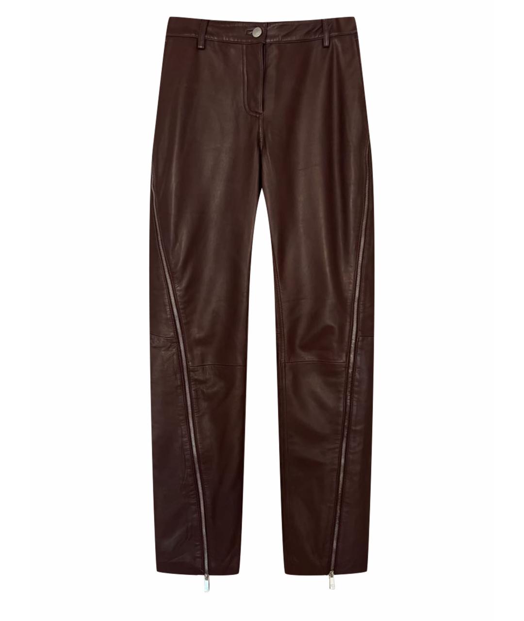REMAIN Бордовые кожаные прямые брюки, фото 1