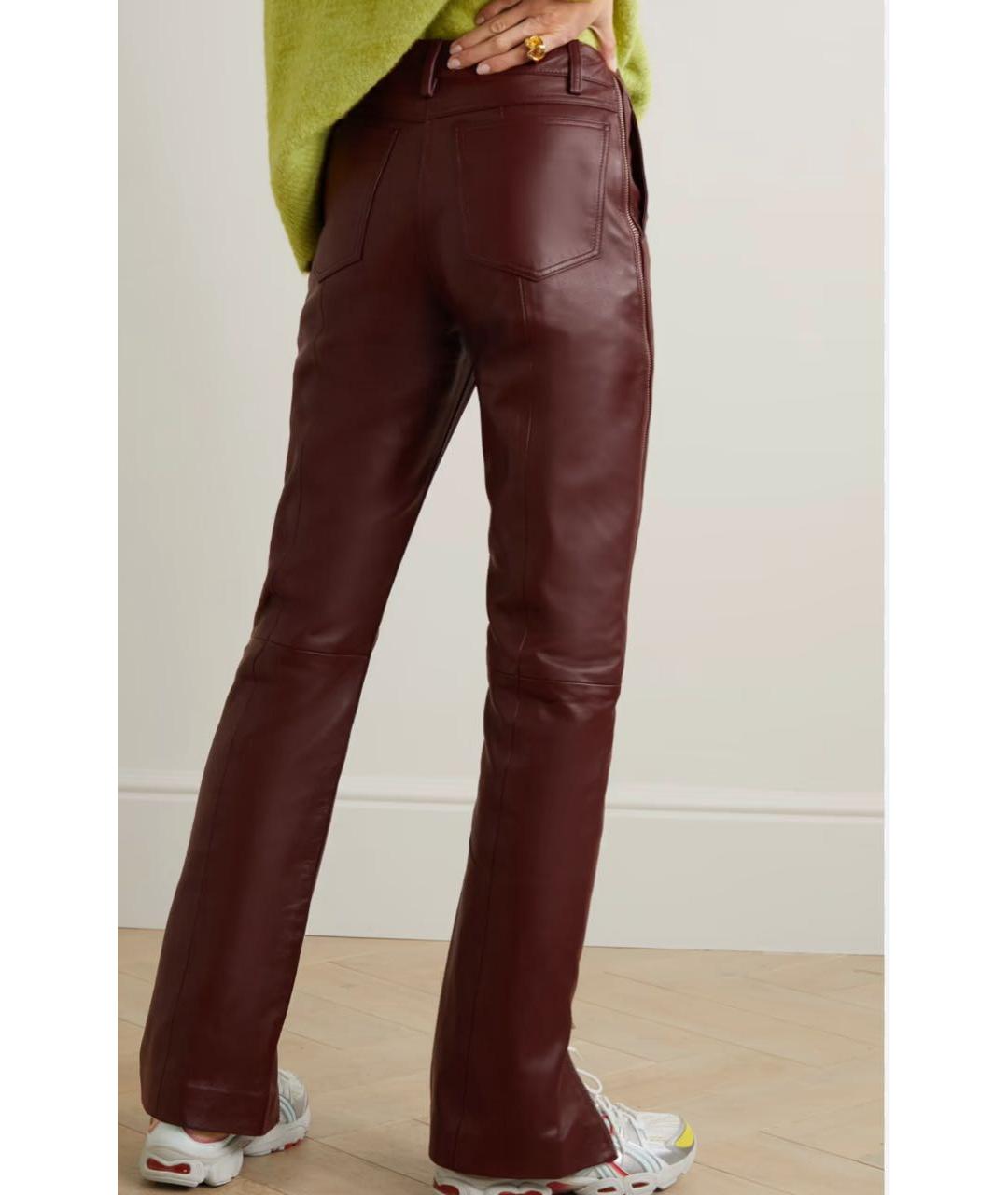 REMAIN Бордовые кожаные прямые брюки, фото 6