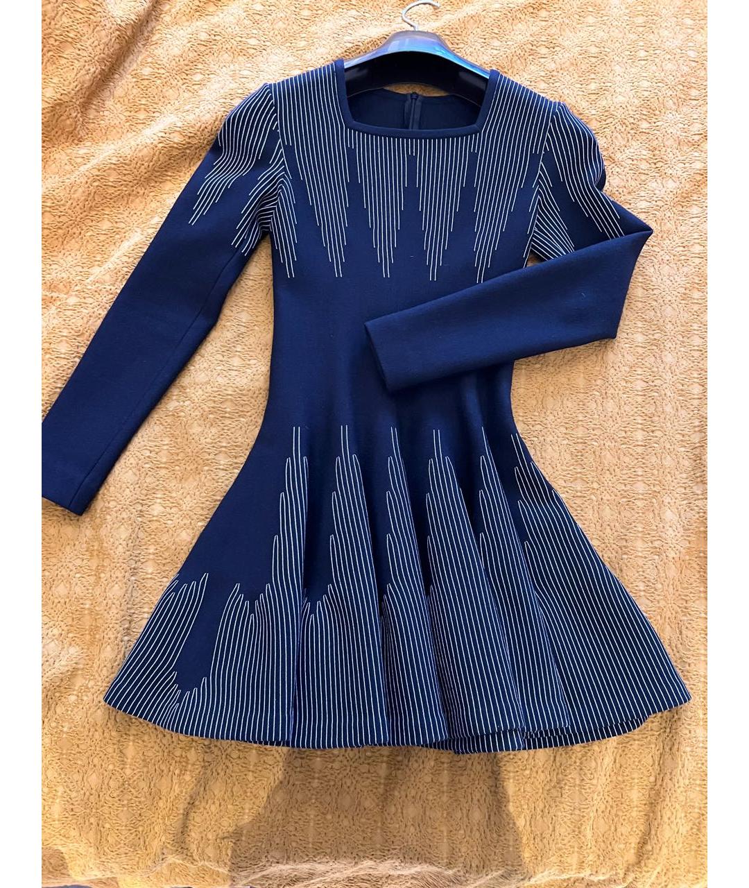 ALAIA Синее шерстяное коктейльное платье, фото 2