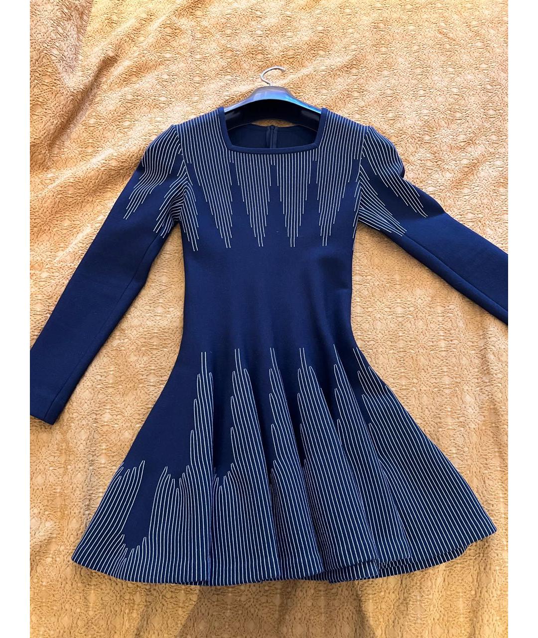 ALAIA Синее шерстяное коктейльное платье, фото 3