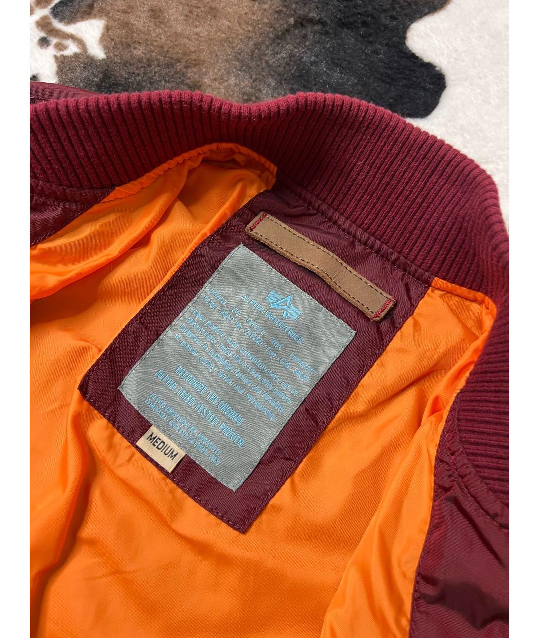 ALPHA INDUSTRIES Бордовая полиэстеровая куртка, фото 6