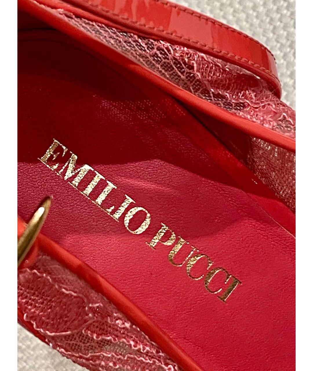 EMILIO PUCCI Коралловые босоножки из лакированной кожи, фото 8