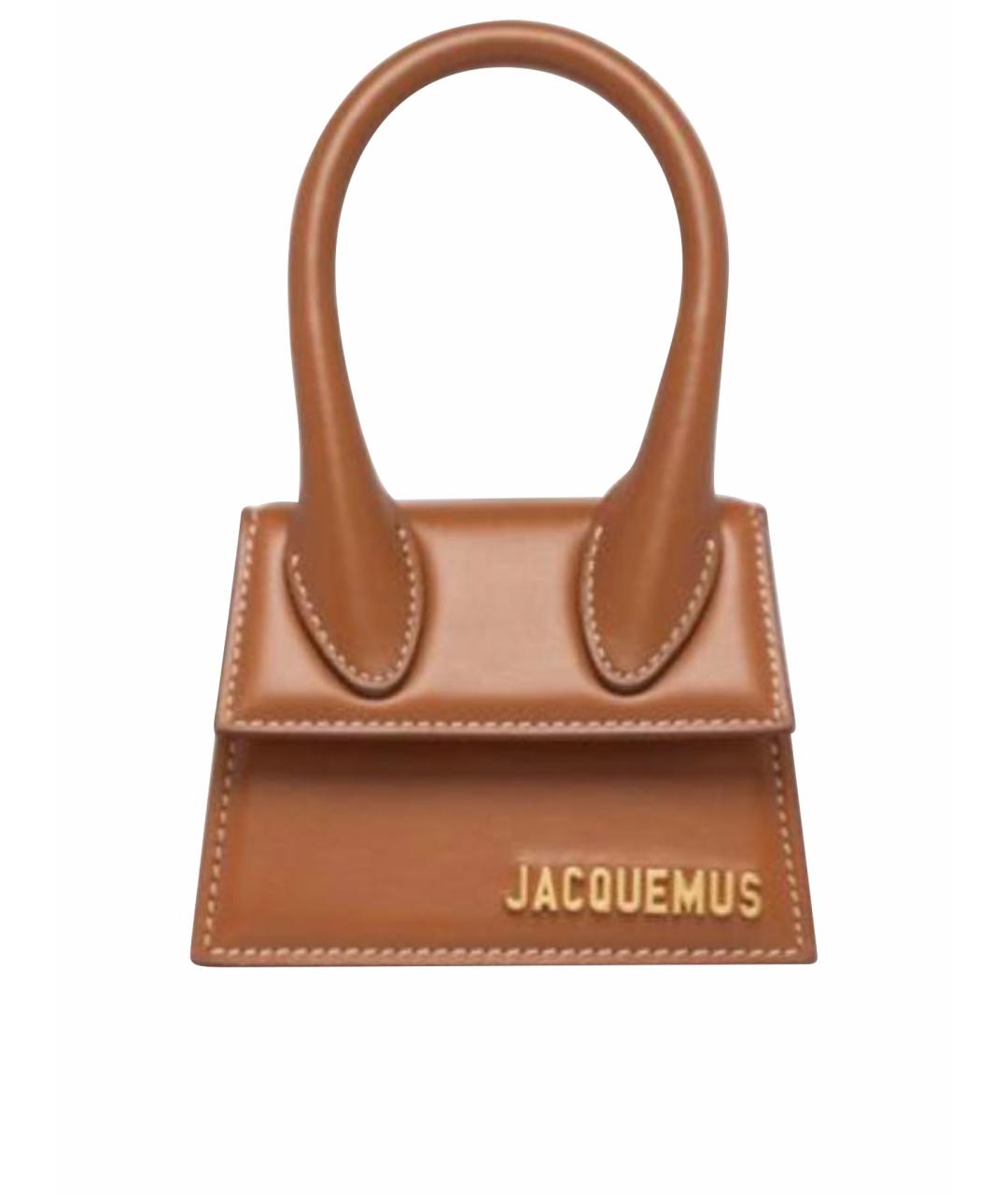 JACQUEMUS Коричневая кожаная сумка с короткими ручками, фото 1