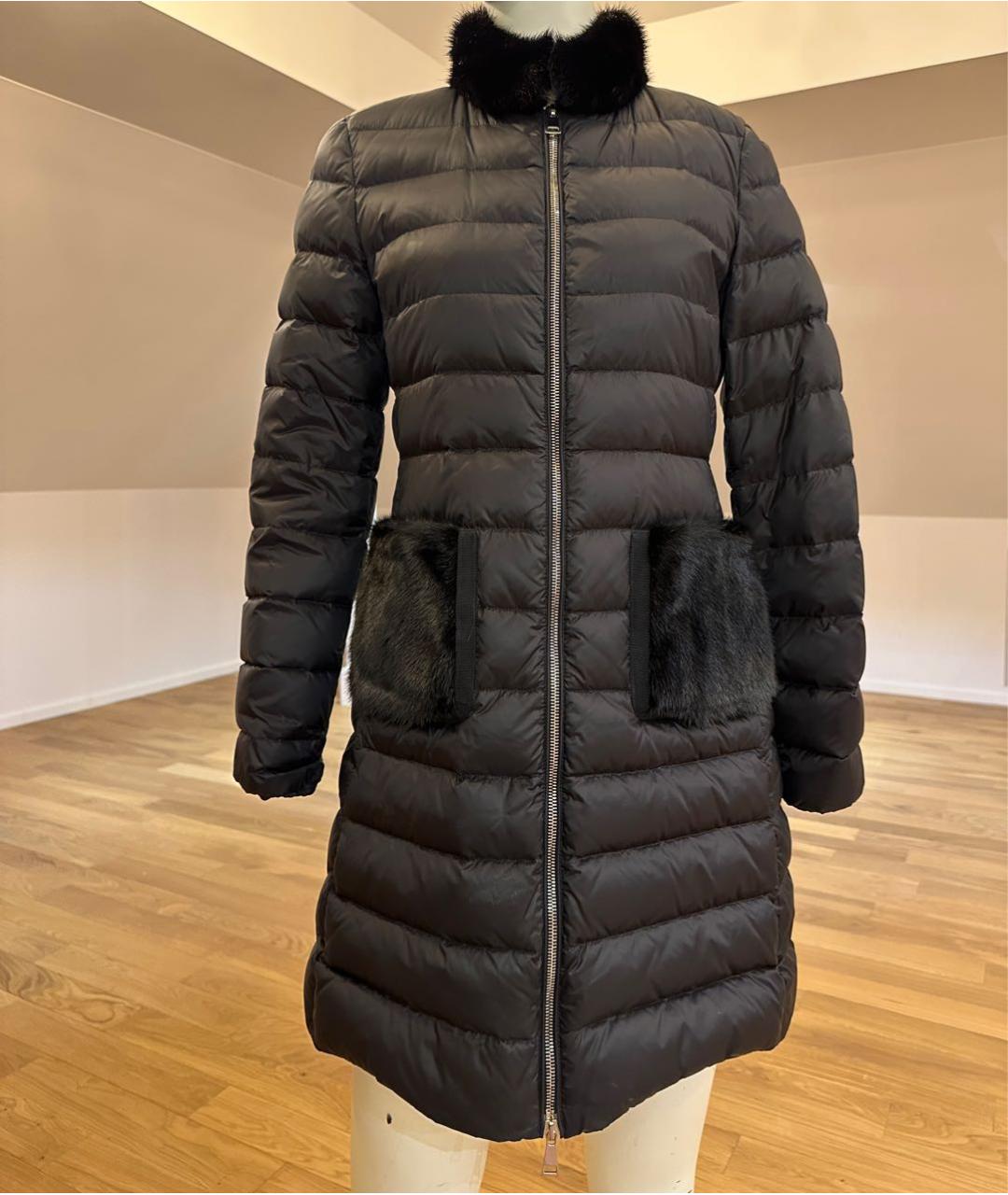 MONCLER Черный полиамидовый пуховик, фото 8