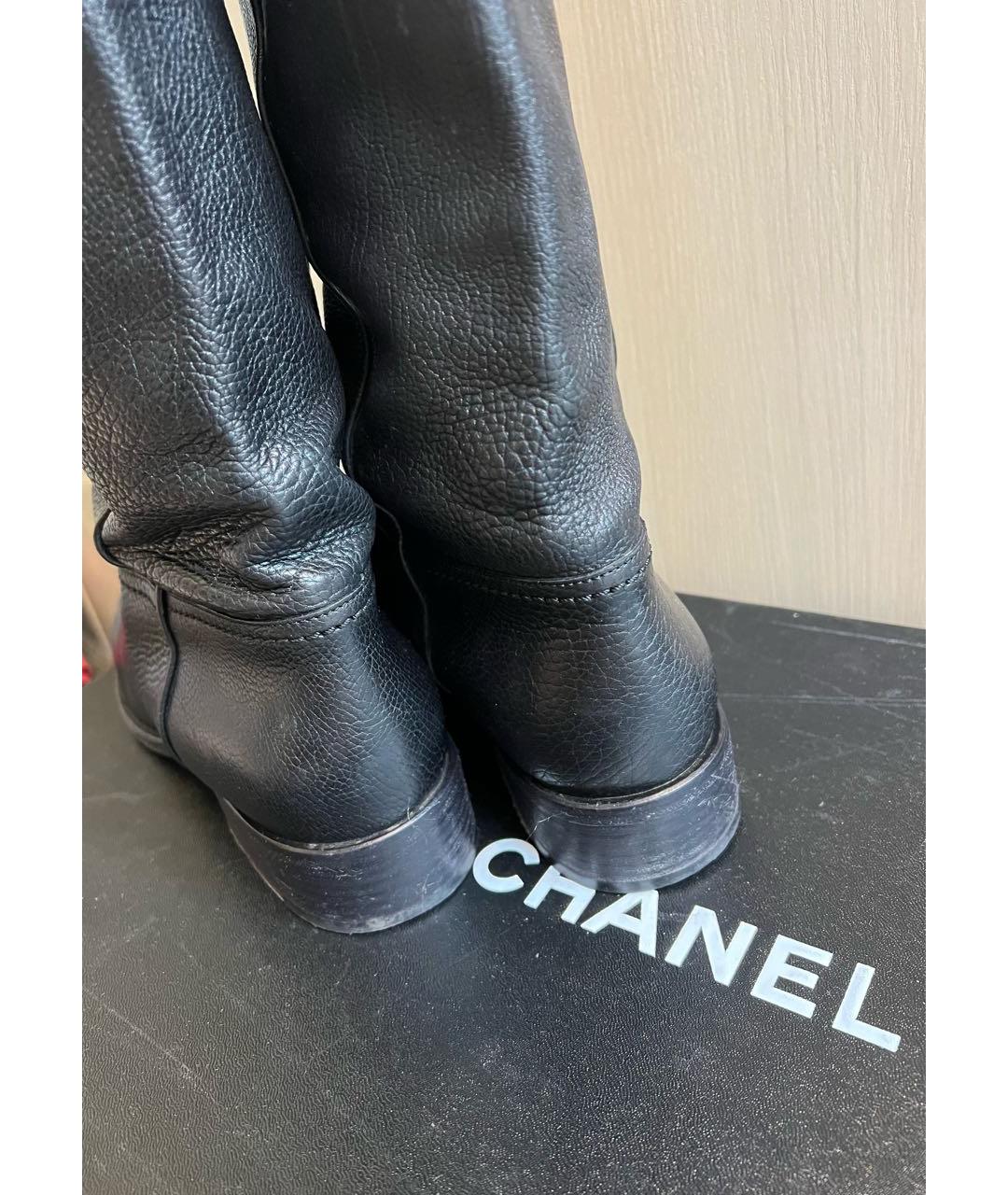 CHANEL Черные кожаные сапоги, фото 5