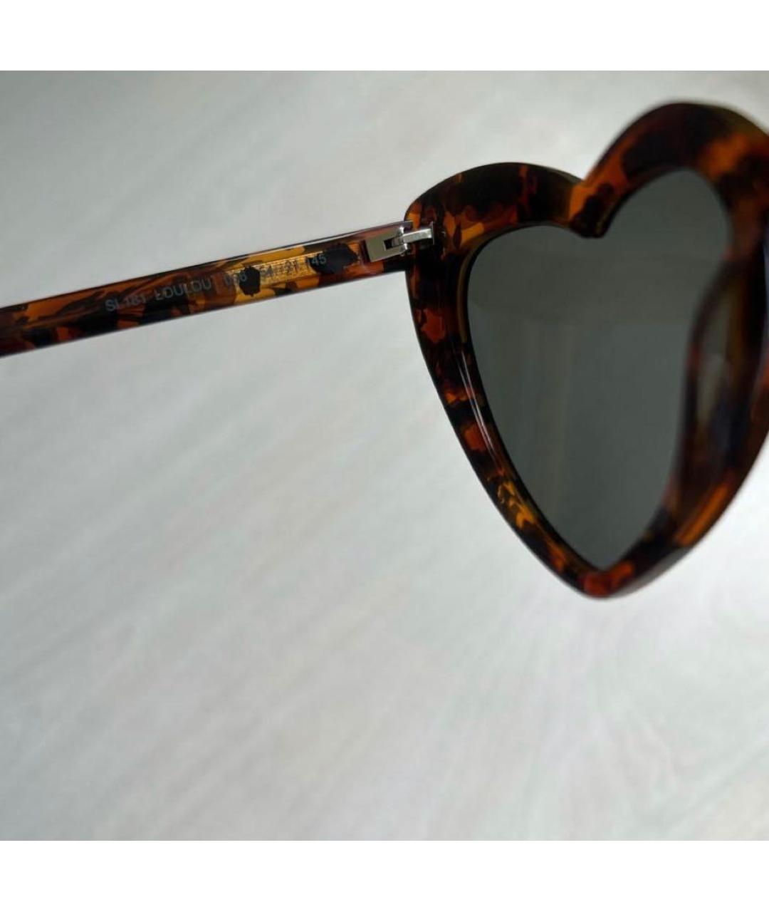 SAINT LAURENT Коричневые пластиковые солнцезащитные очки, фото 5