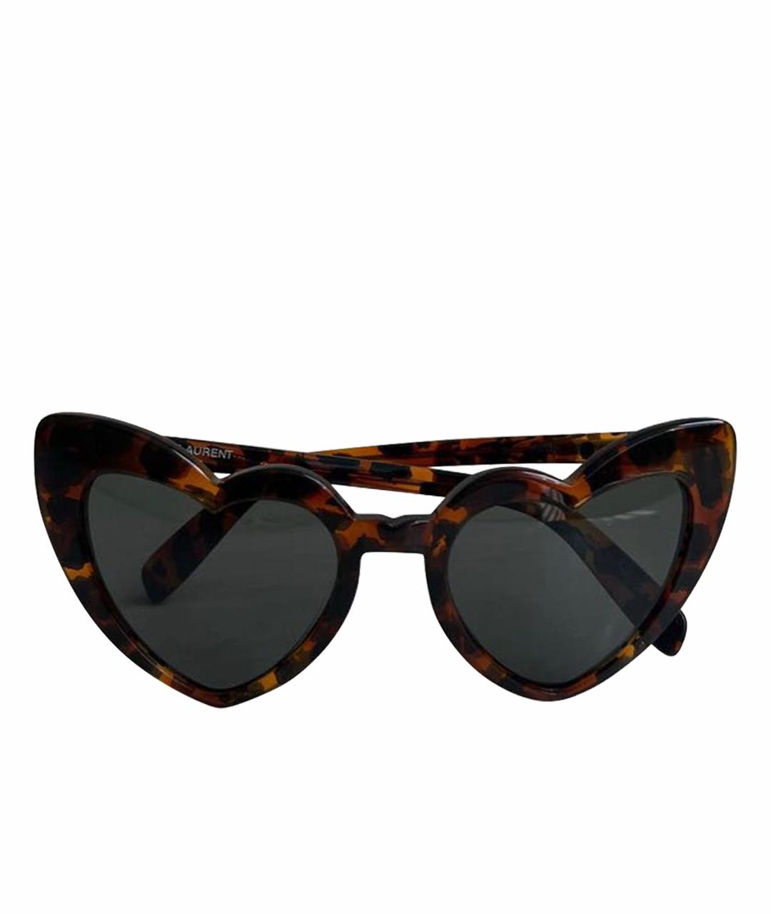 SAINT LAURENT Коричневые пластиковые солнцезащитные очки, фото 1