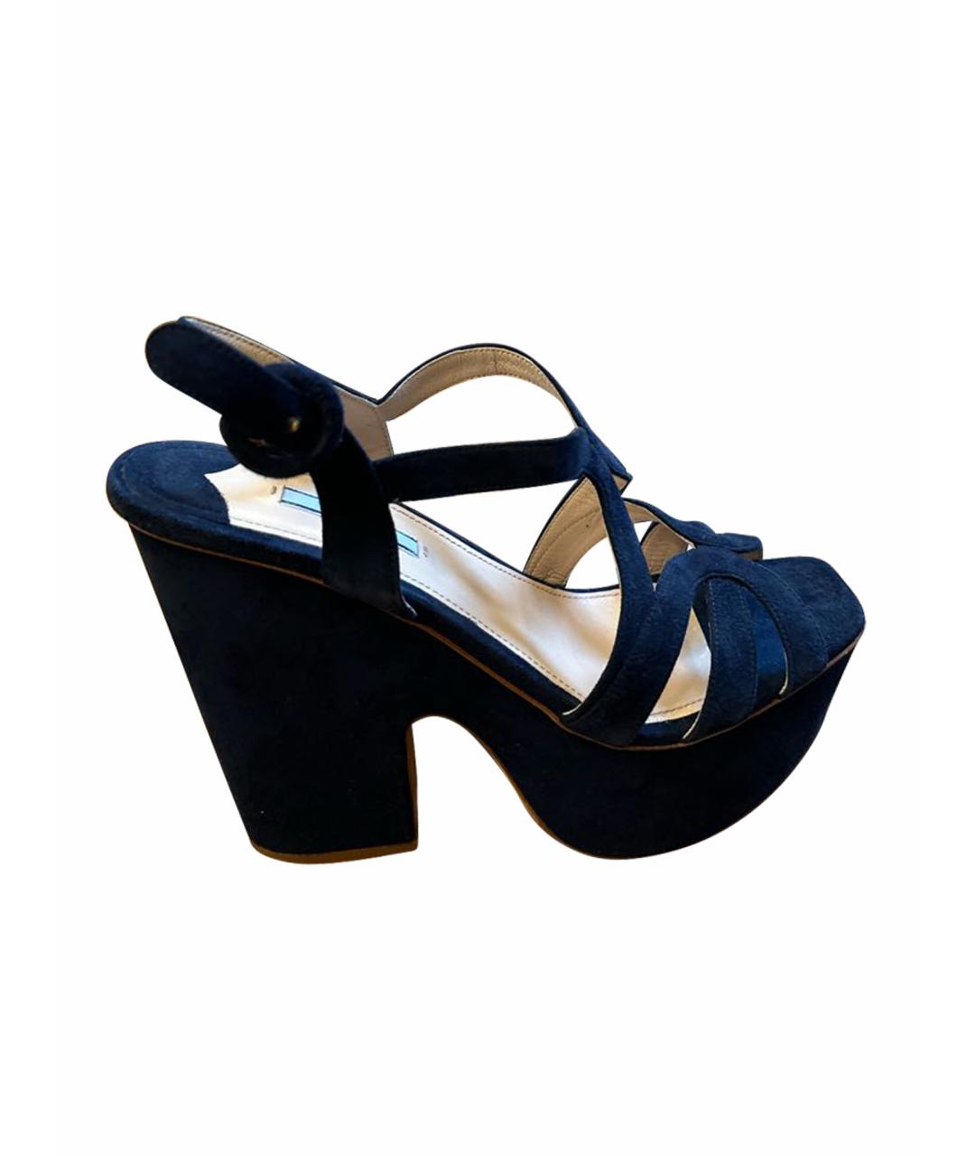 PRADA Темно-синие замшевые туфли, фото 1