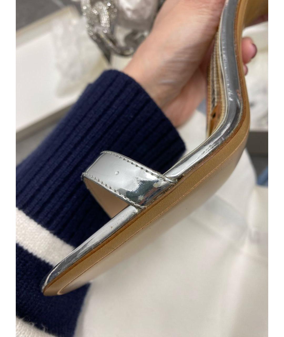 ALEXANDRE VAUTHIER Серебряные кожаные босоножки, фото 7
