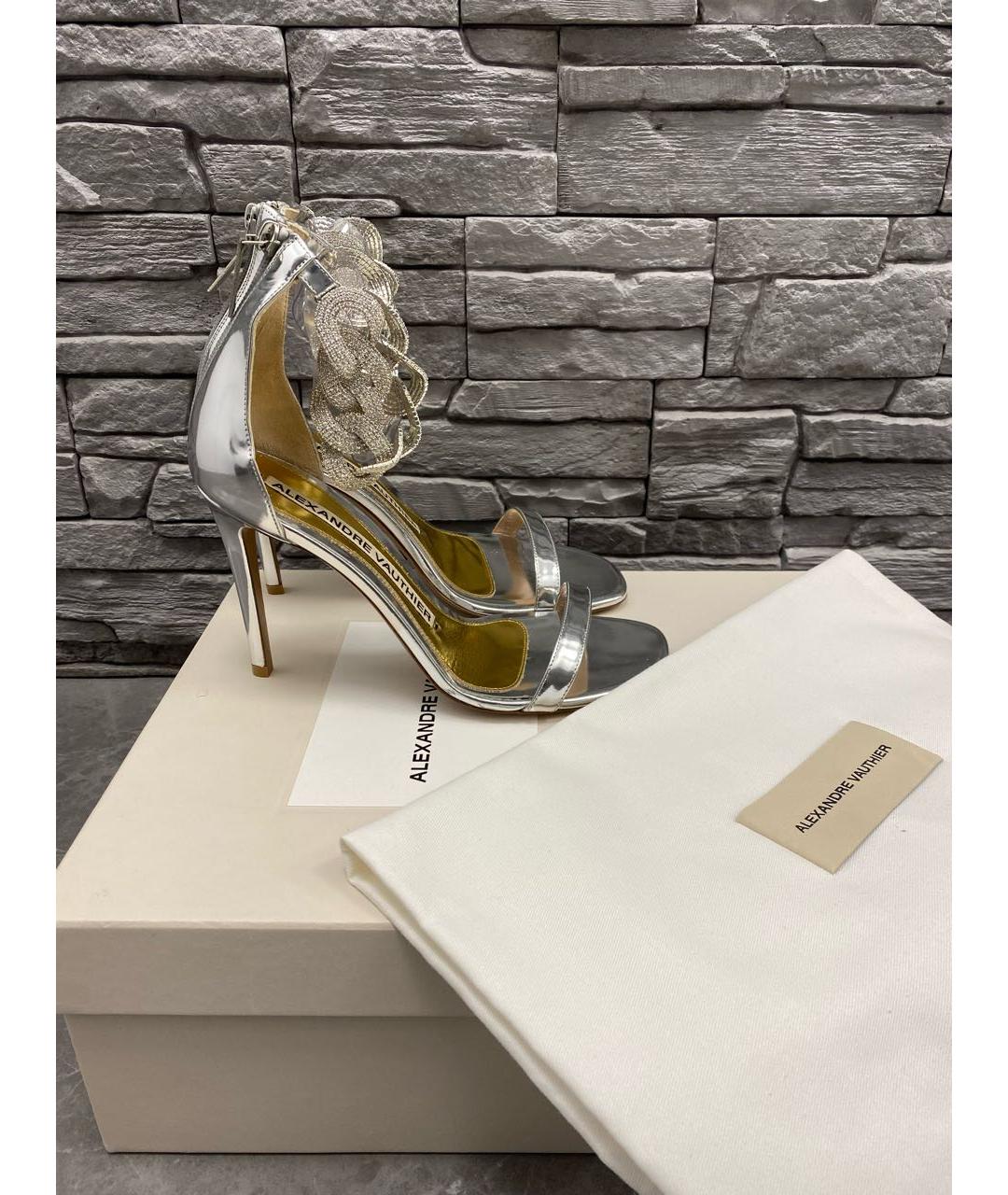 ALEXANDRE VAUTHIER Серебряные кожаные босоножки, фото 2