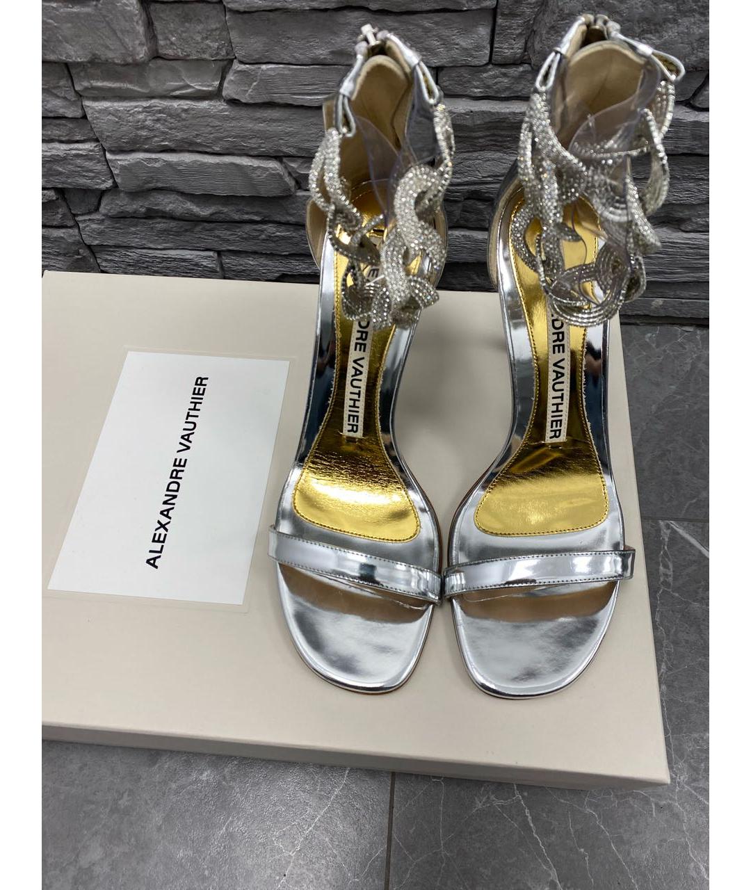 ALEXANDRE VAUTHIER Серебряные кожаные босоножки, фото 4