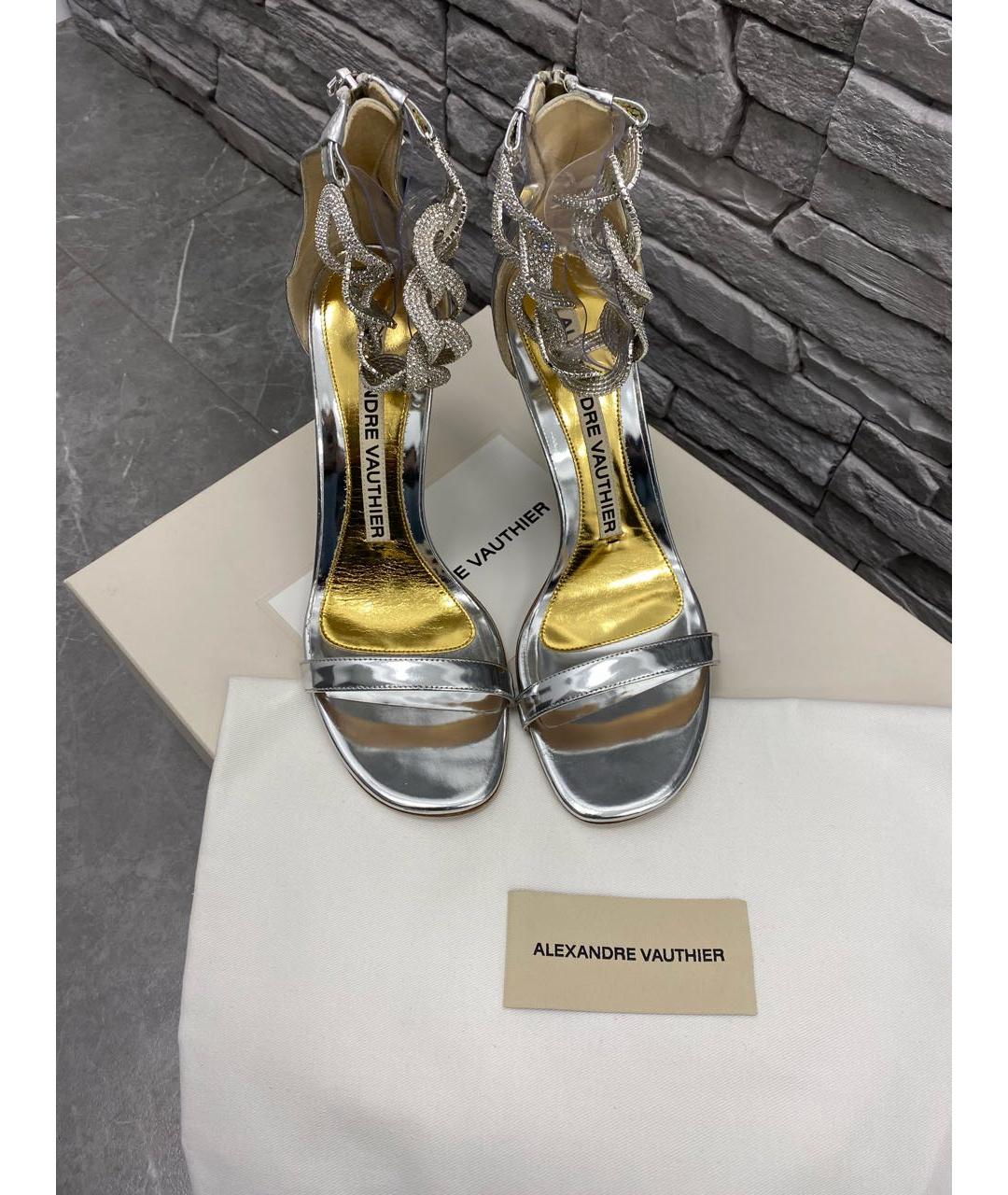 ALEXANDRE VAUTHIER Серебряные кожаные босоножки, фото 3