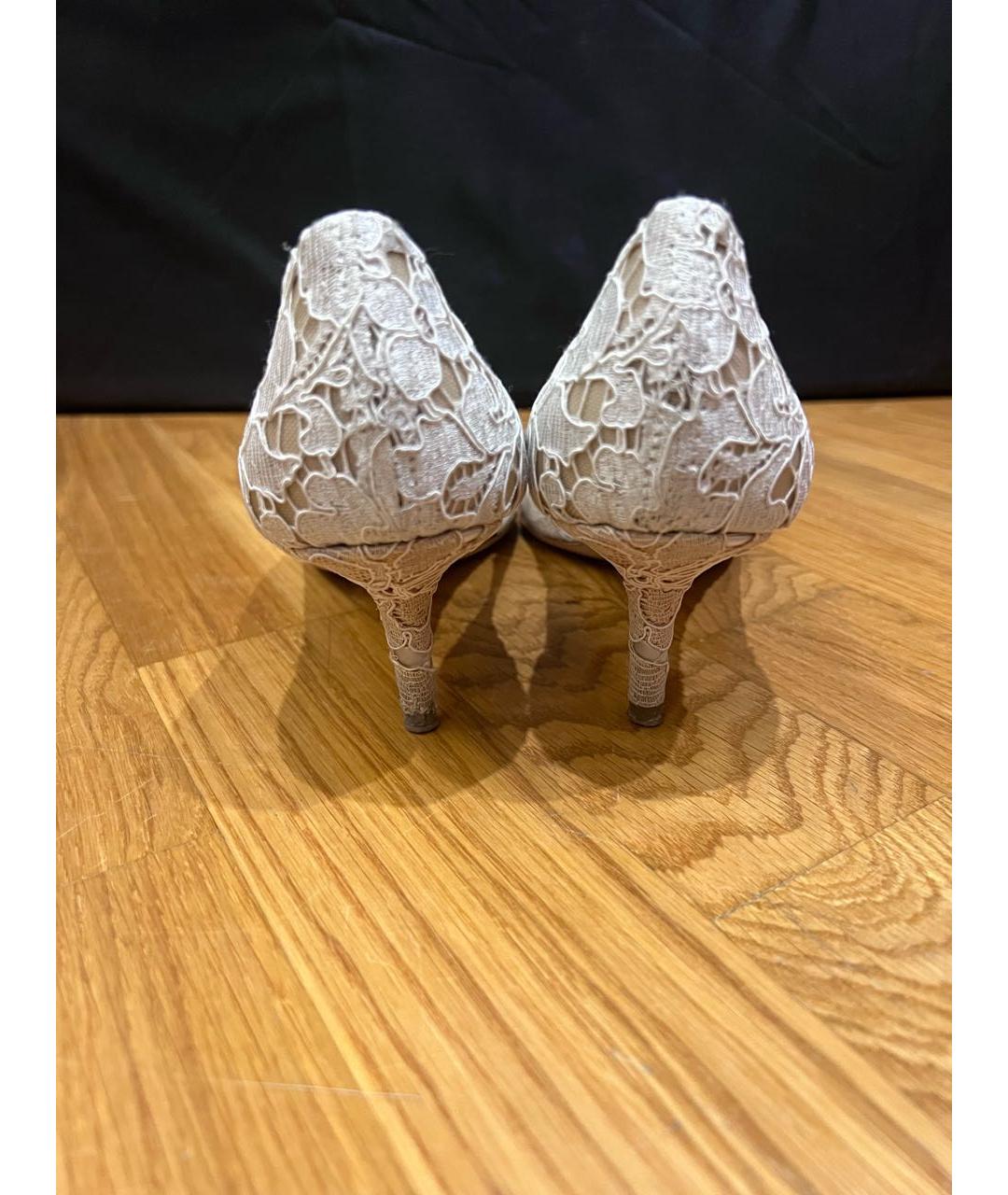 DOLCE&GABBANA Белые текстильные свадебные туфли на низком каблуке, фото 4