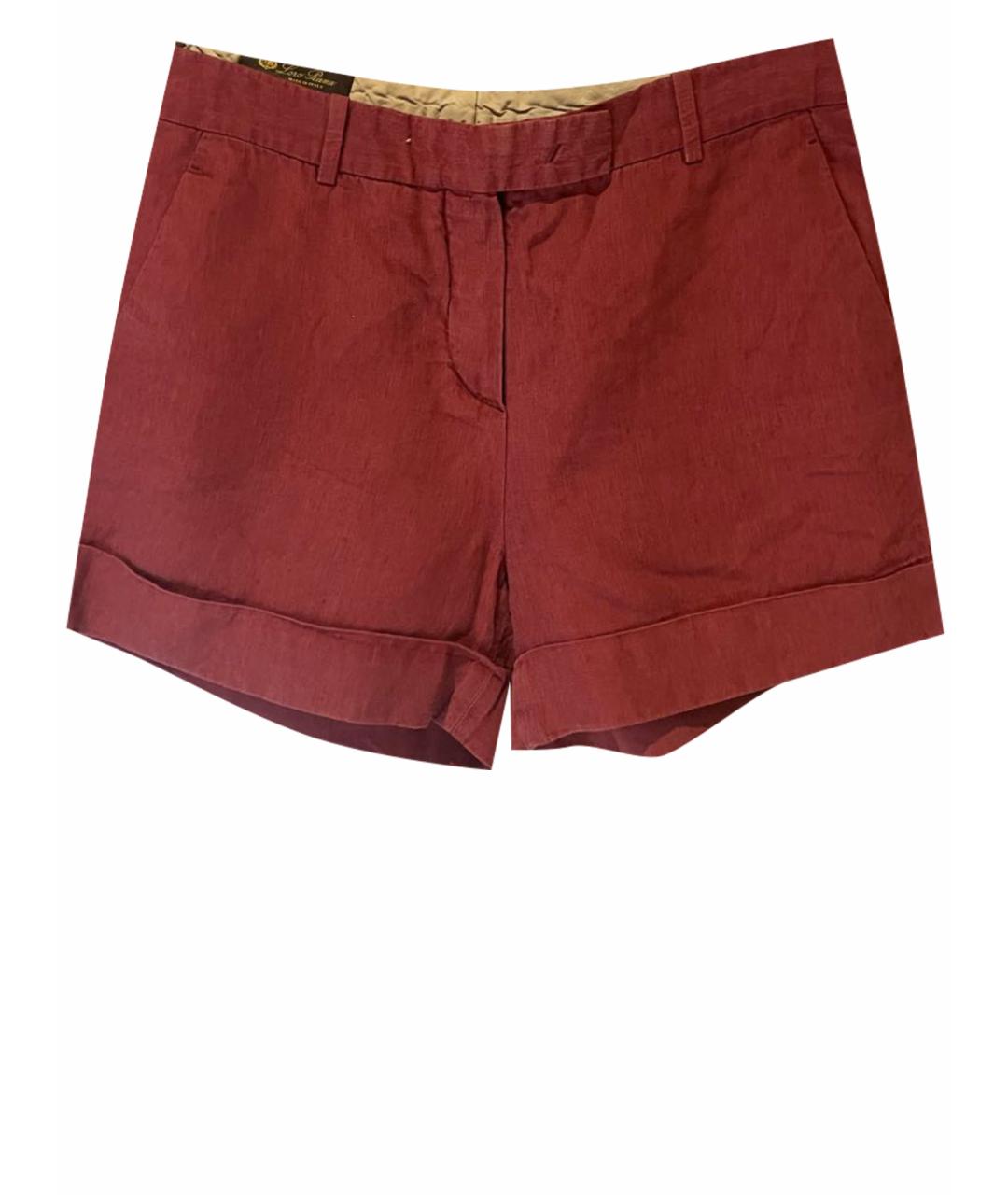 LORO PIANA Бордовые льняные шорты, фото 1