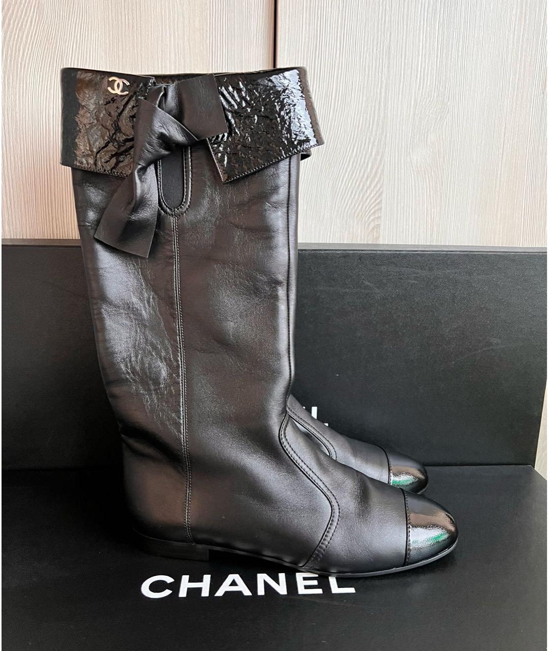 CHANEL Черные кожаные сапоги, фото 8