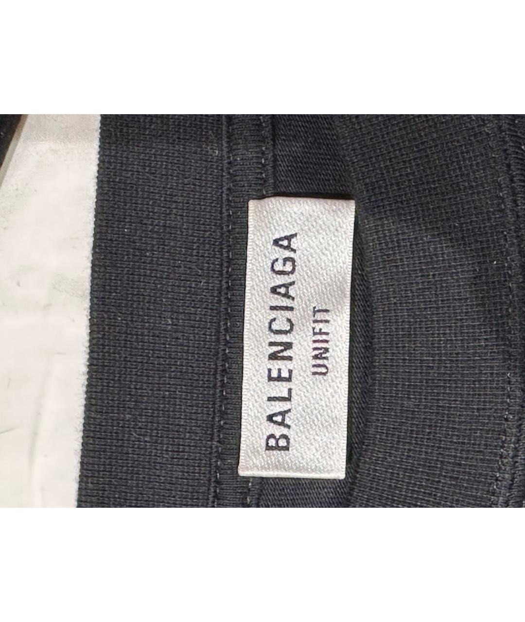 BALENCIAGA Черная хлопковая футболка, фото 5