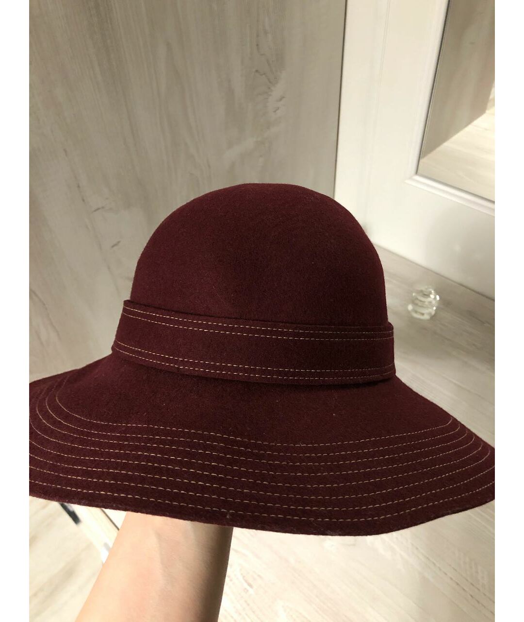 COCCINELLE Бордовая шерстяная шляпа, фото 3