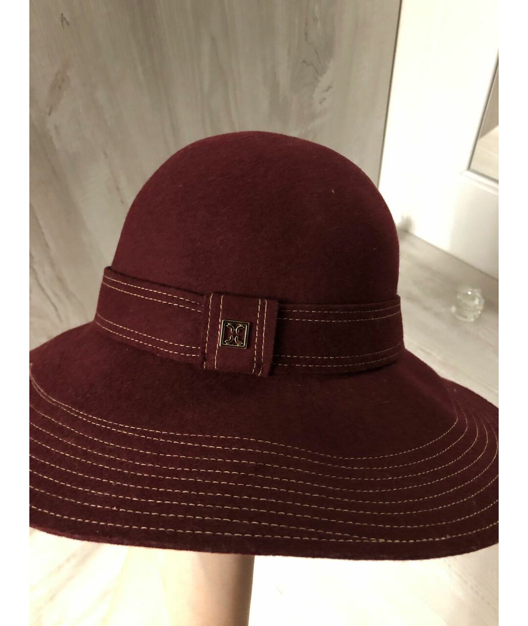 COCCINELLE Бордовая шерстяная шляпа, фото 2