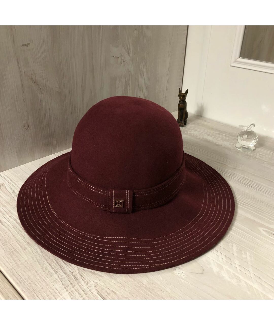 COCCINELLE Бордовая шерстяная шляпа, фото 7