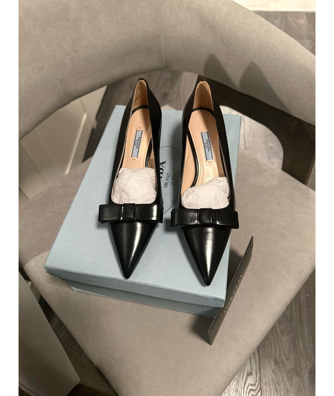 PRADA Черные кожаные туфли, фото 2