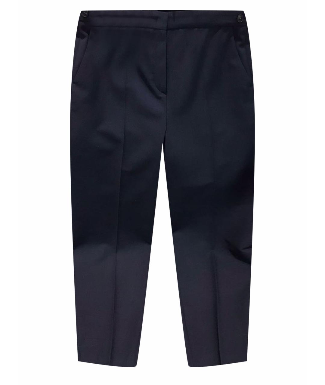 LORO PIANA Темно-синие шерстяные прямые брюки, фото 1