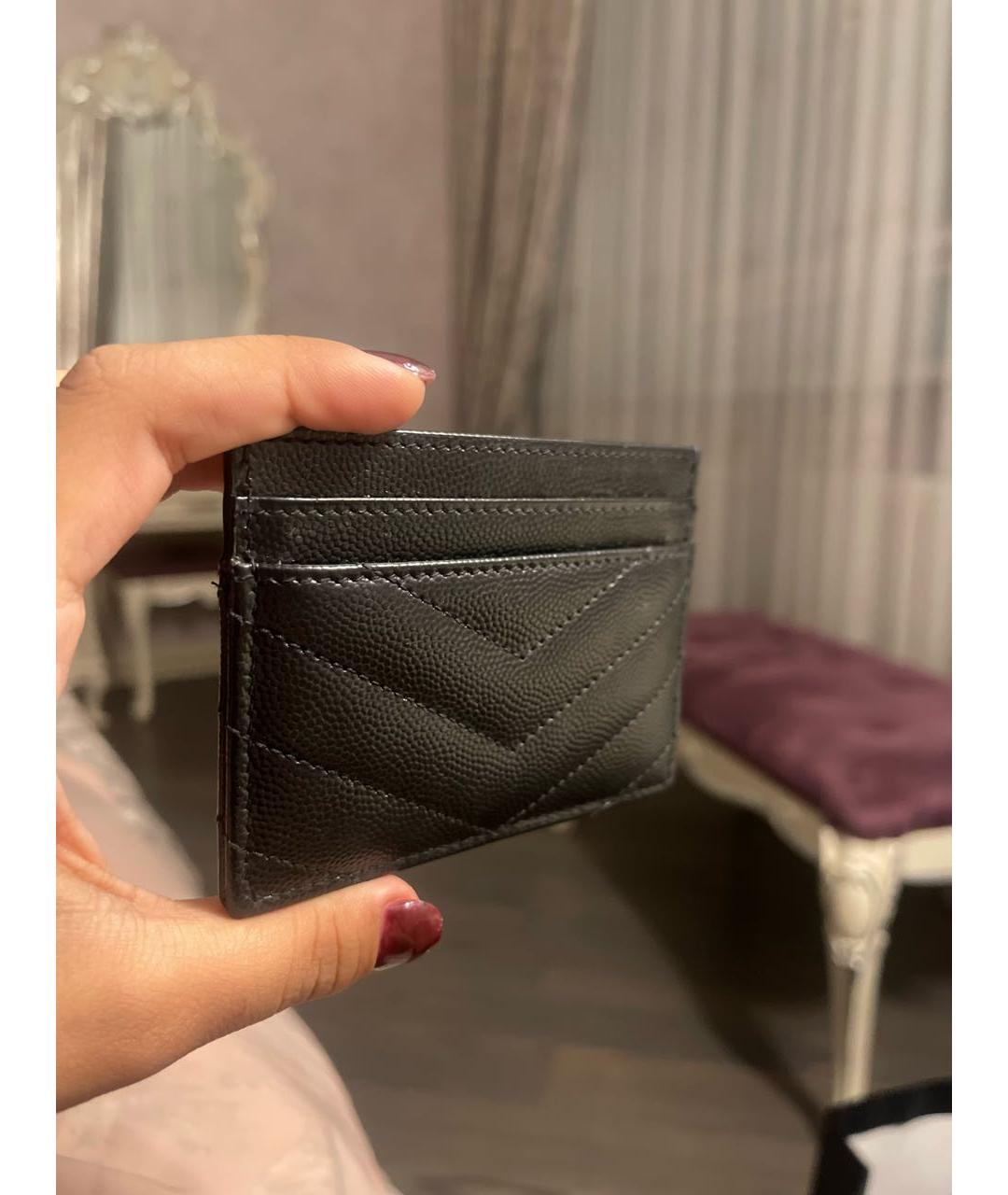 SAINT LAURENT Черный кожаный кардхолдер, фото 5