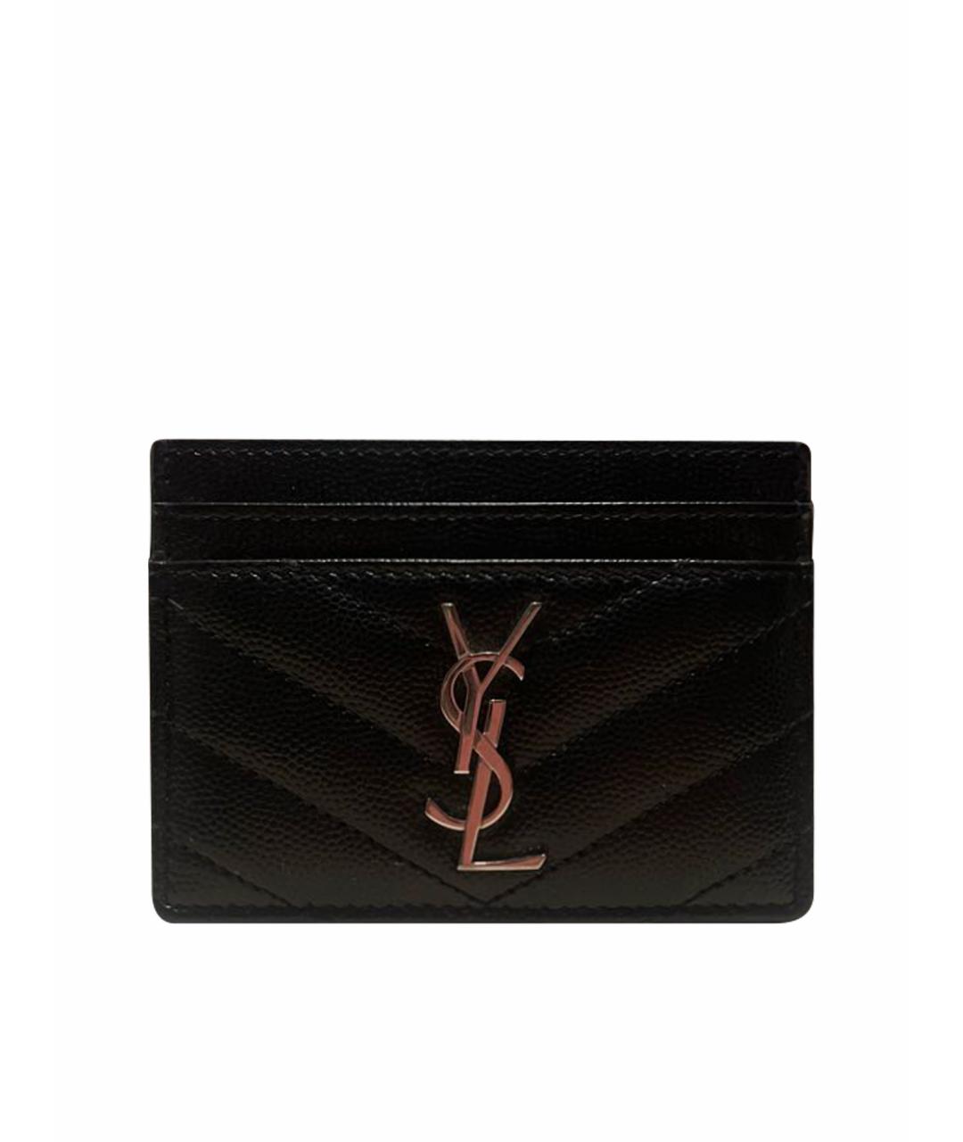 SAINT LAURENT Черный кожаный кардхолдер, фото 1