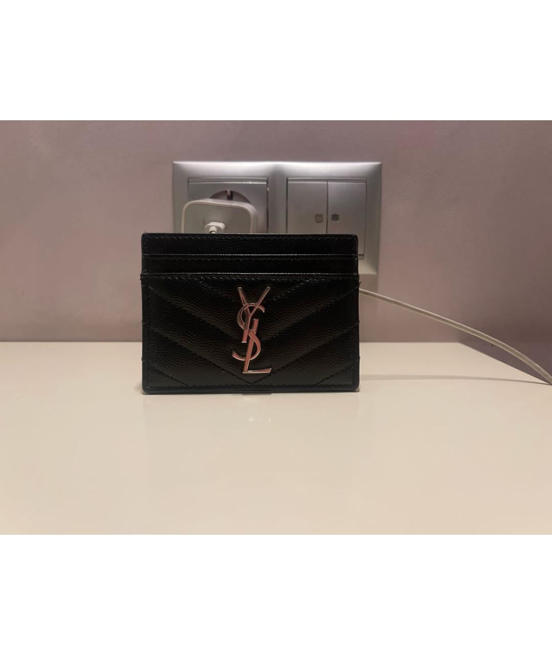 SAINT LAURENT Черный кожаный кардхолдер, фото 7