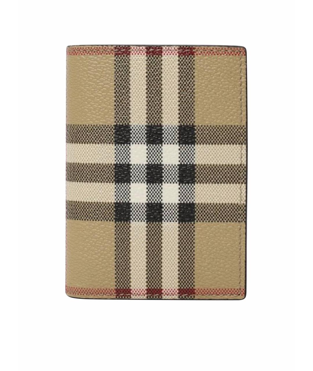 BURBERRY Бежевый кожаный кардхолдер, фото 1