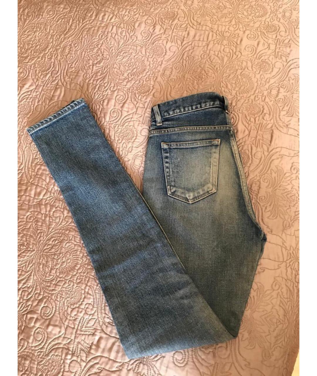 SAINT LAURENT Голубые хлопковые джинсы слим, фото 2