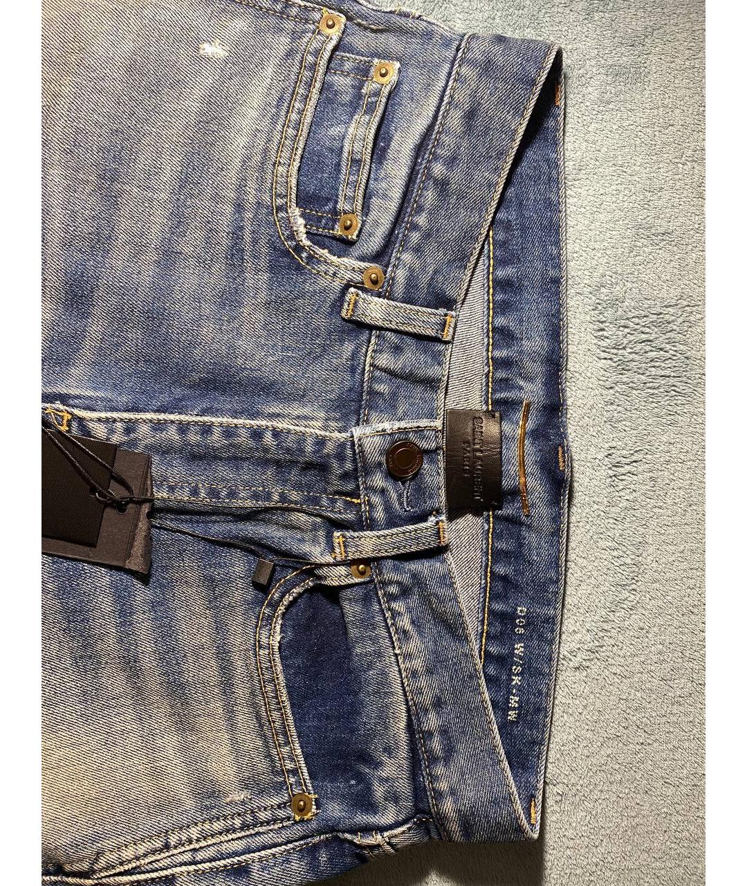 SAINT LAURENT Голубые хлопковые джинсы слим, фото 4