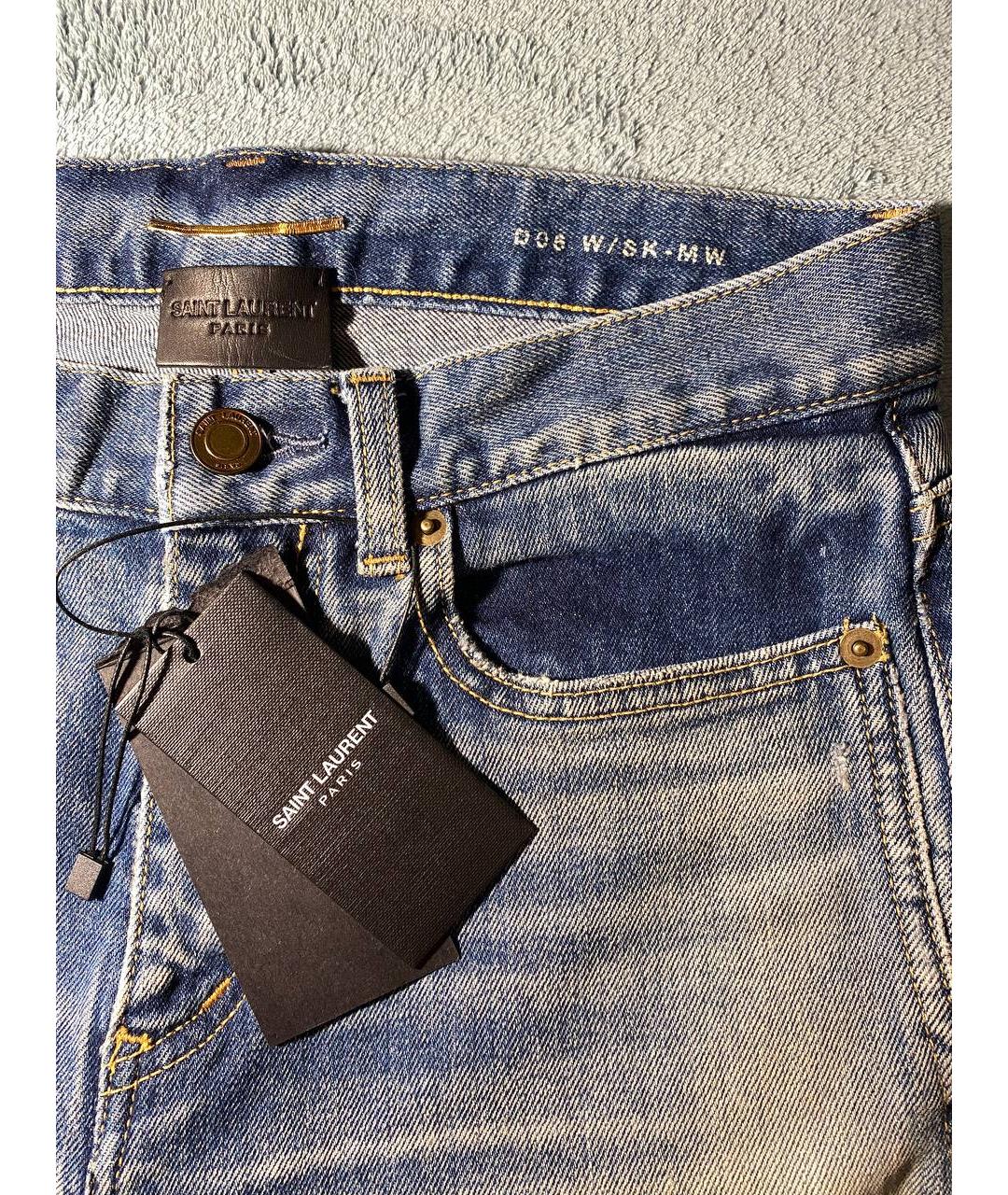 SAINT LAURENT Голубые хлопковые джинсы слим, фото 3