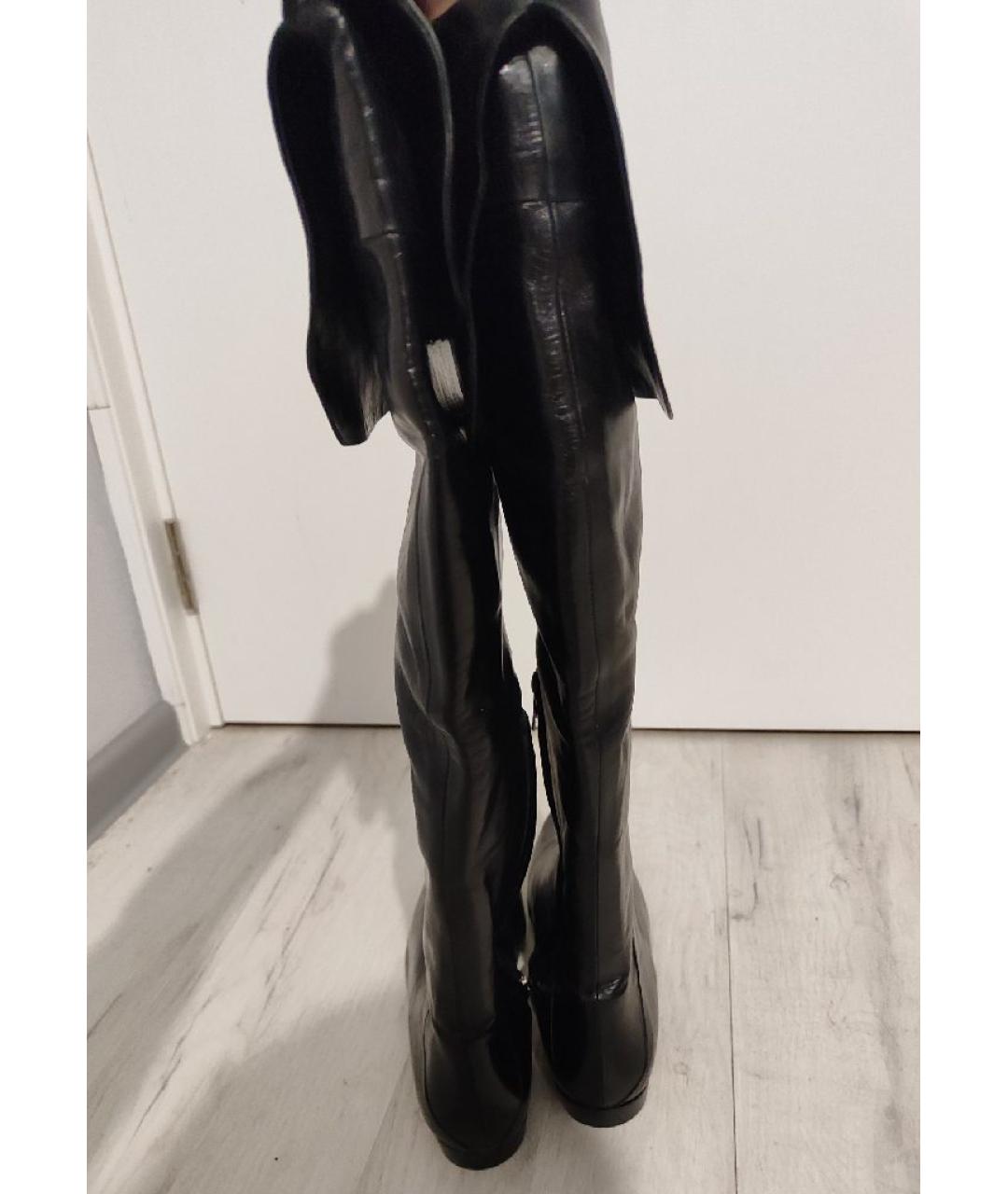 RENE CAOVILLA Черные кожаные ботфорты, фото 4