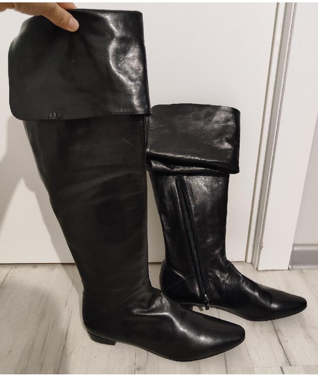 RENE CAOVILLA Черные кожаные ботфорты, фото 10