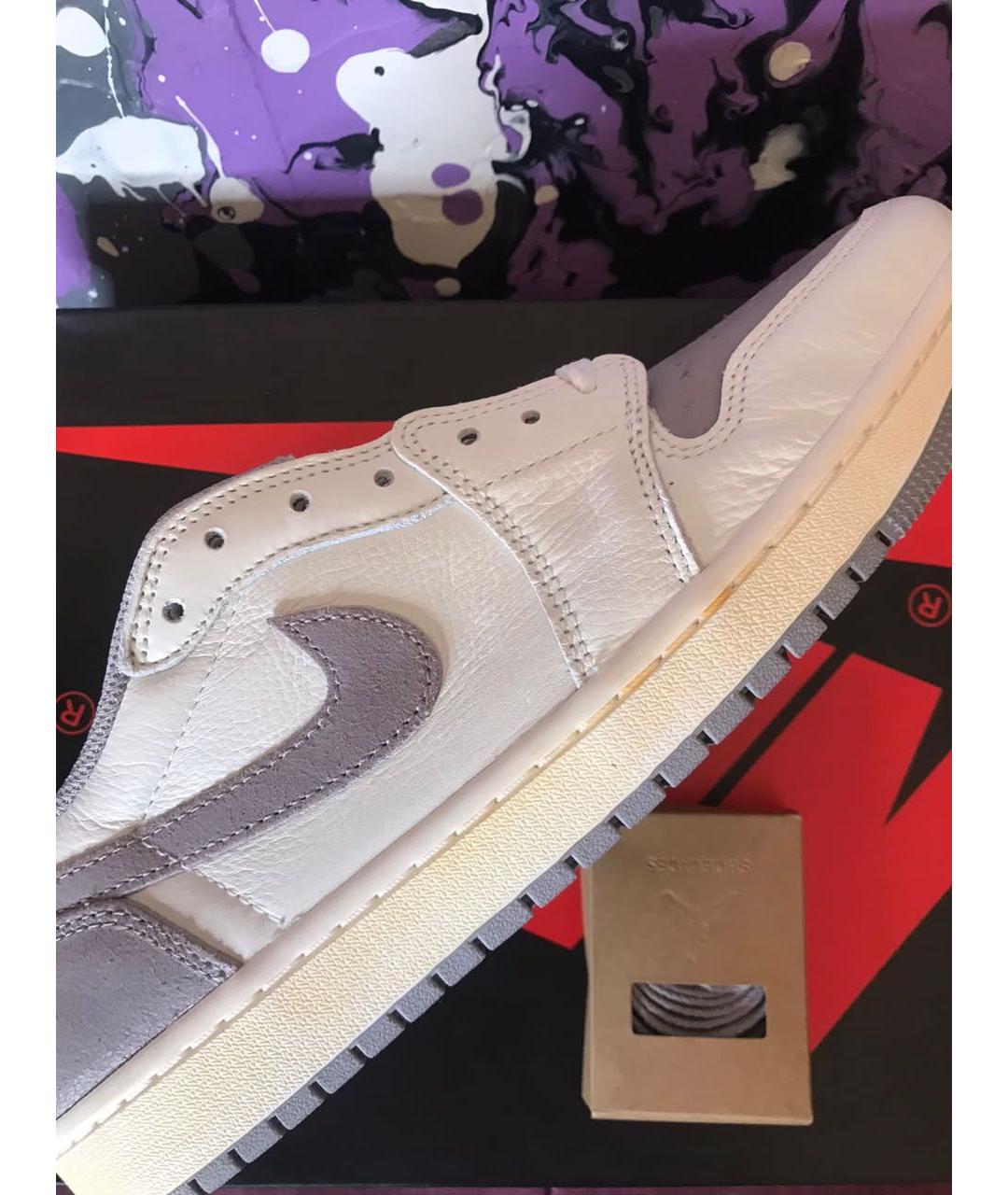 JORDAN Бежевые кожаные низкие кроссовки / кеды, фото 7