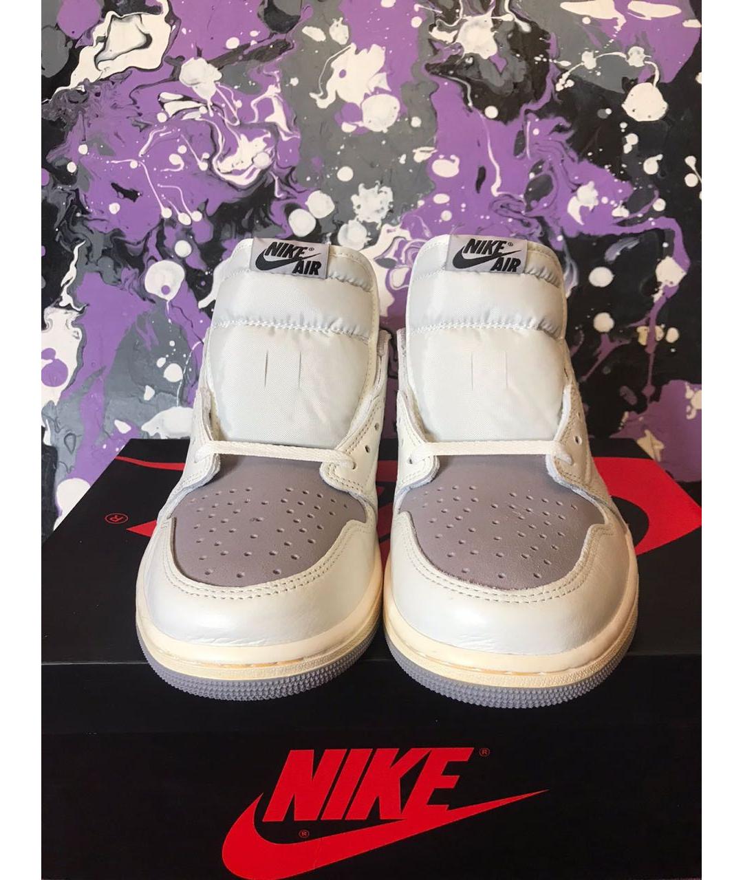 JORDAN Бежевые кожаные низкие кроссовки / кеды, фото 4