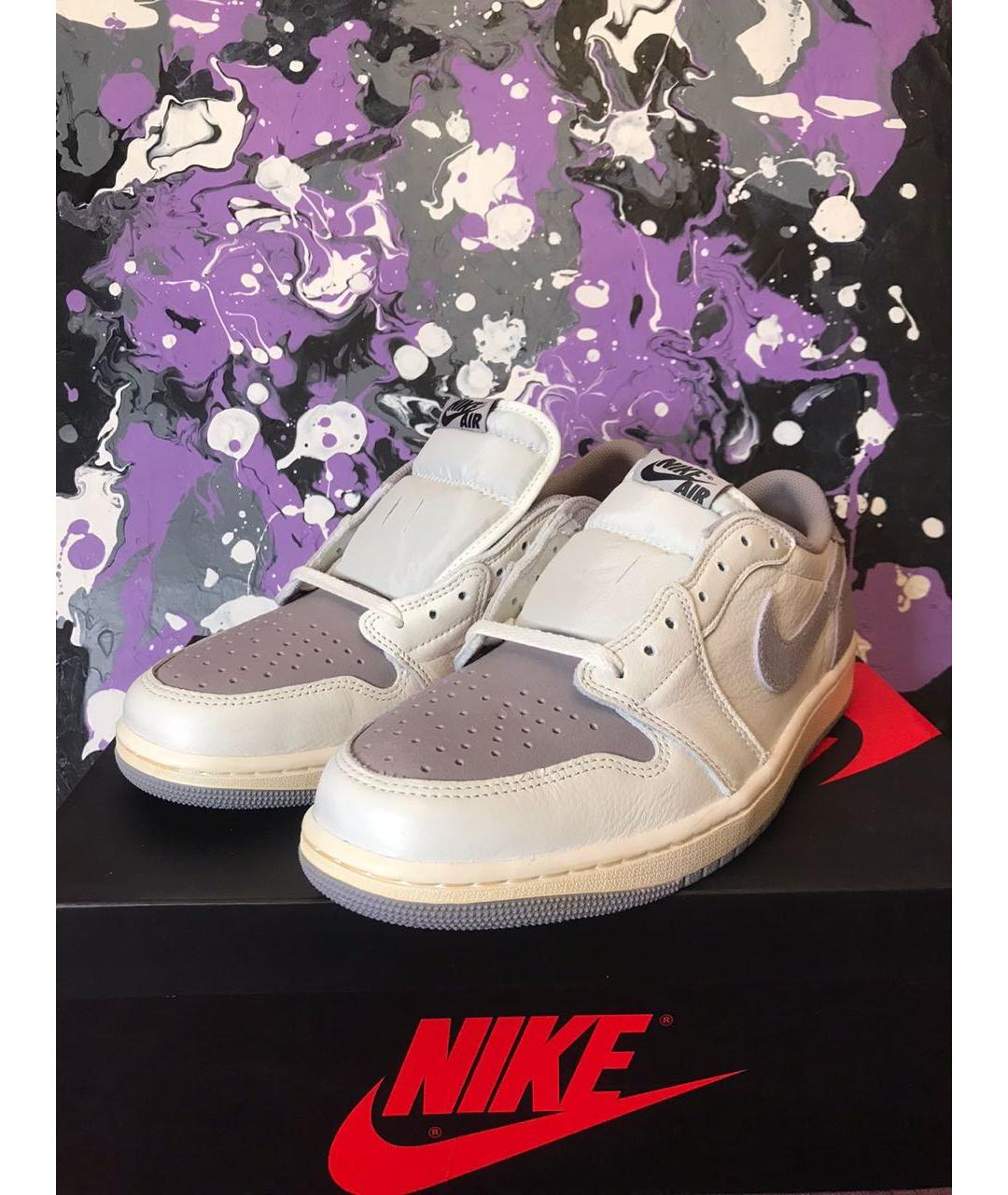 JORDAN Бежевые кожаные низкие кроссовки / кеды, фото 3