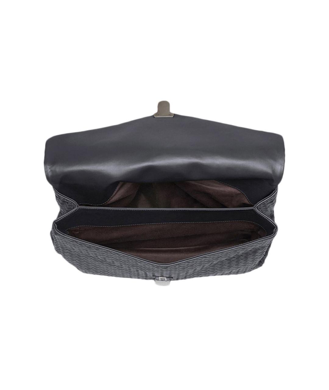 BOTTEGA VENETA Антрацитовый кожаный портфель, фото 3