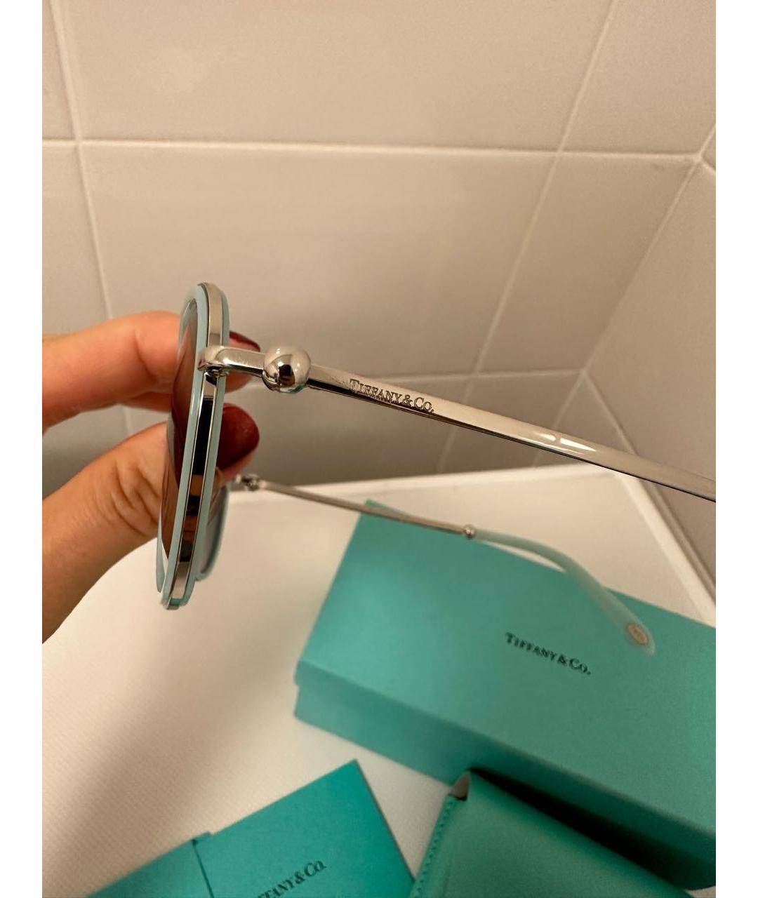 TIFFANY&CO Бирюзовые пластиковые солнцезащитные очки, фото 4