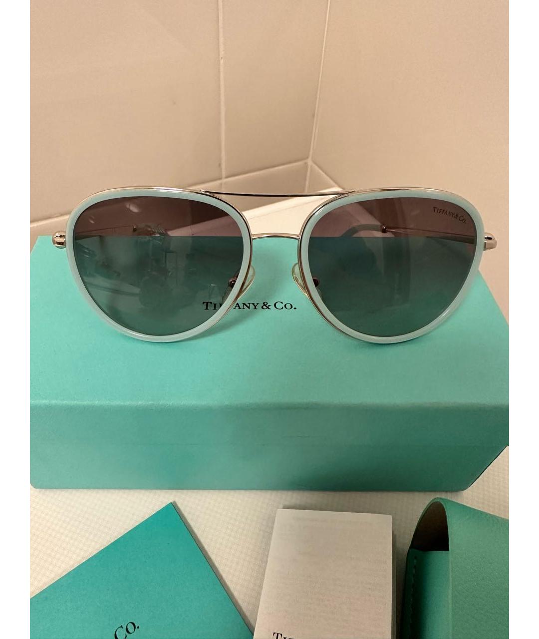 TIFFANY&CO Бирюзовые пластиковые солнцезащитные очки, фото 8