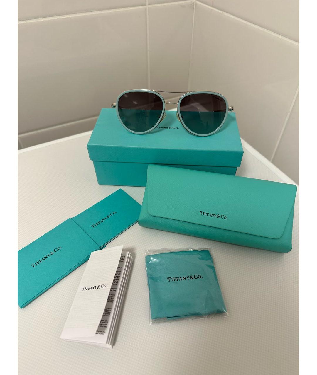 TIFFANY&CO Бирюзовые пластиковые солнцезащитные очки, фото 2