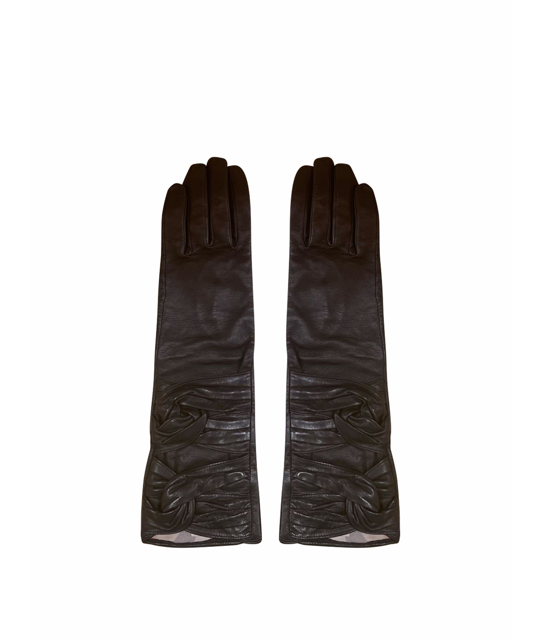 BURBERRY Черные кожаные перчатки, фото 1
